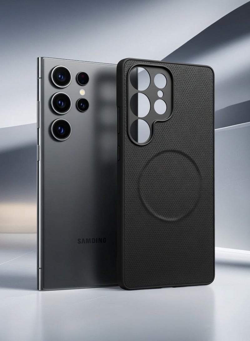 غطاء حماية أسود لهاتف سامسونج S25 ألترا مع ميزة MagSafe، مقاوم للخدوش، مضاد للصدمات، متوافق مغناطيسيًا - Image 1